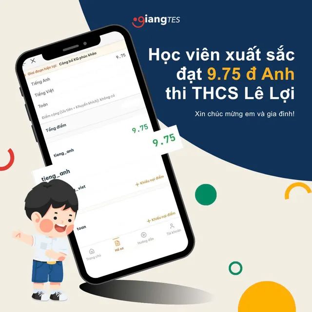 Kết quả học tập học sinh GIANGTES do trung tâm công bố (ảnh 2).